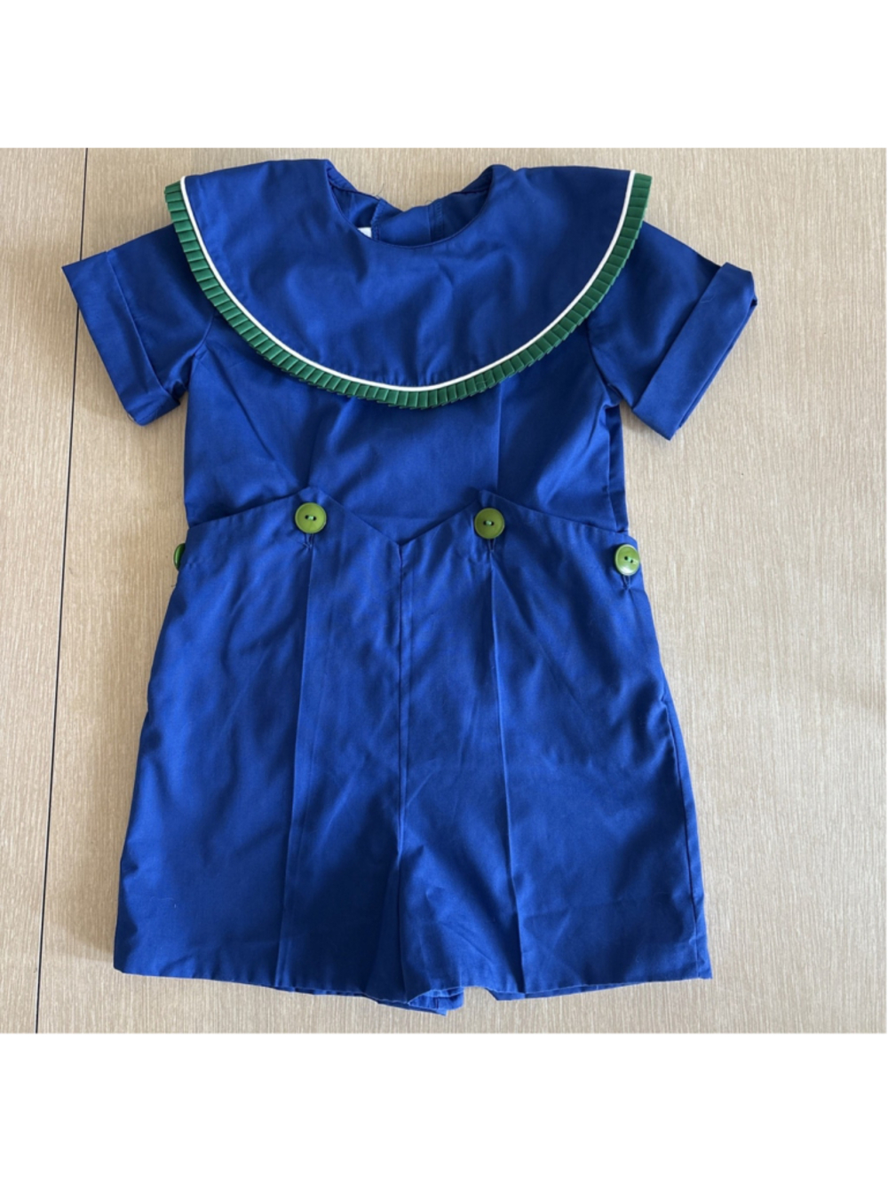 Vtg Pique’ New Orleans Royal Blue Sailor Boys Romper Southern 2T (1124)